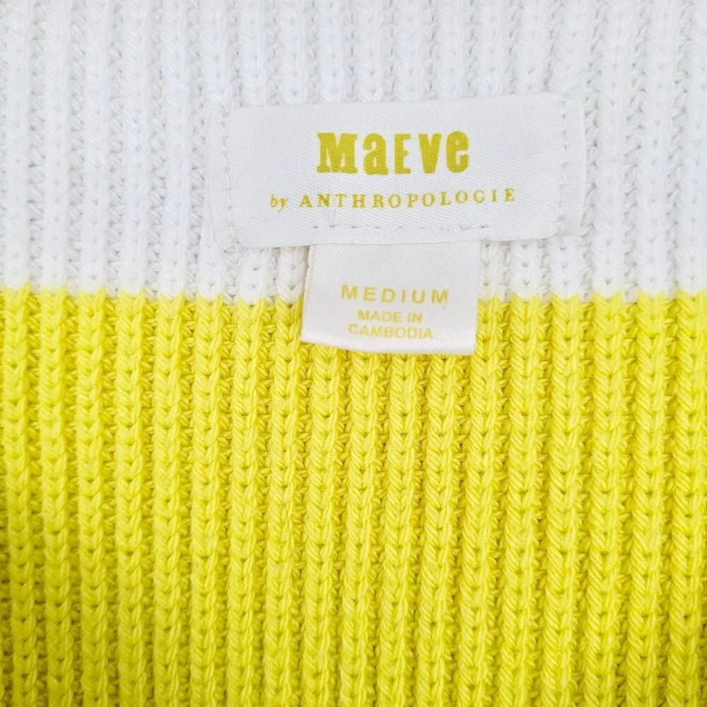 Anthropologie Maeve Oversized Striped V-Neck Sweater Vest in Chartreuse Size M - Picture 10 of 13